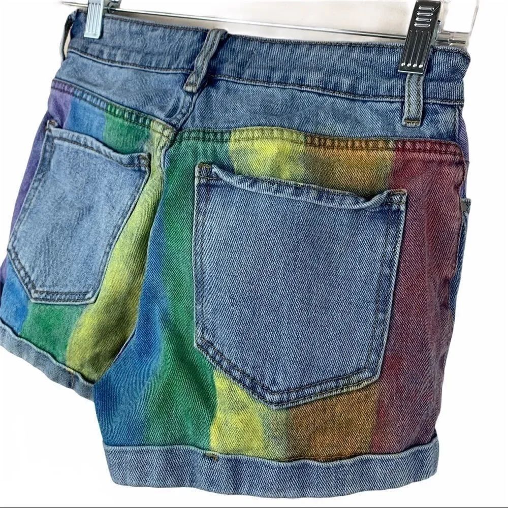 SALE❤️Pacsun mom short 24 rainbow color blocked (F1)